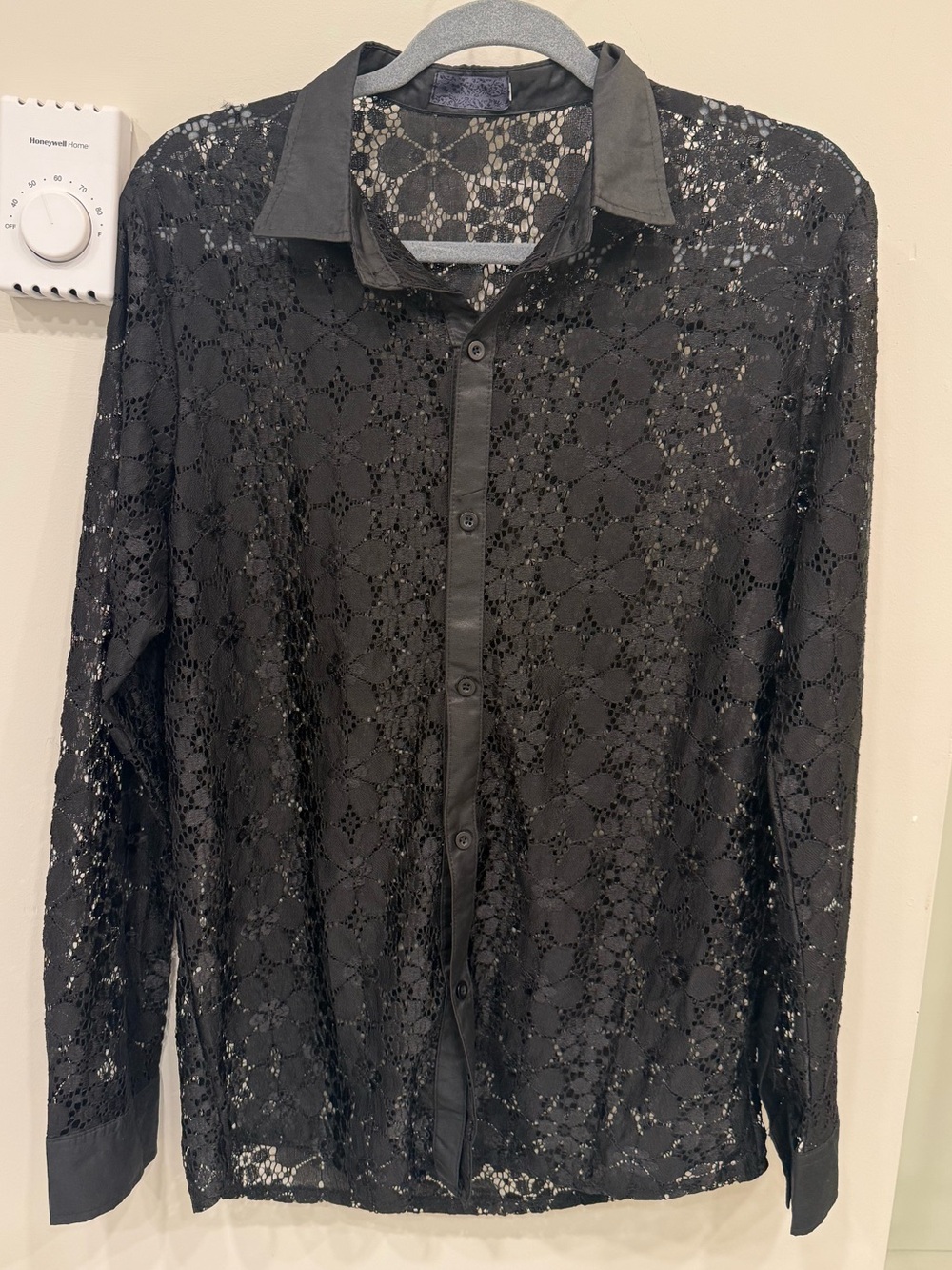 Black Lace Button Down Shirt